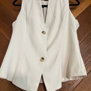 Stylish Cream Sleeveless Blazer Vest